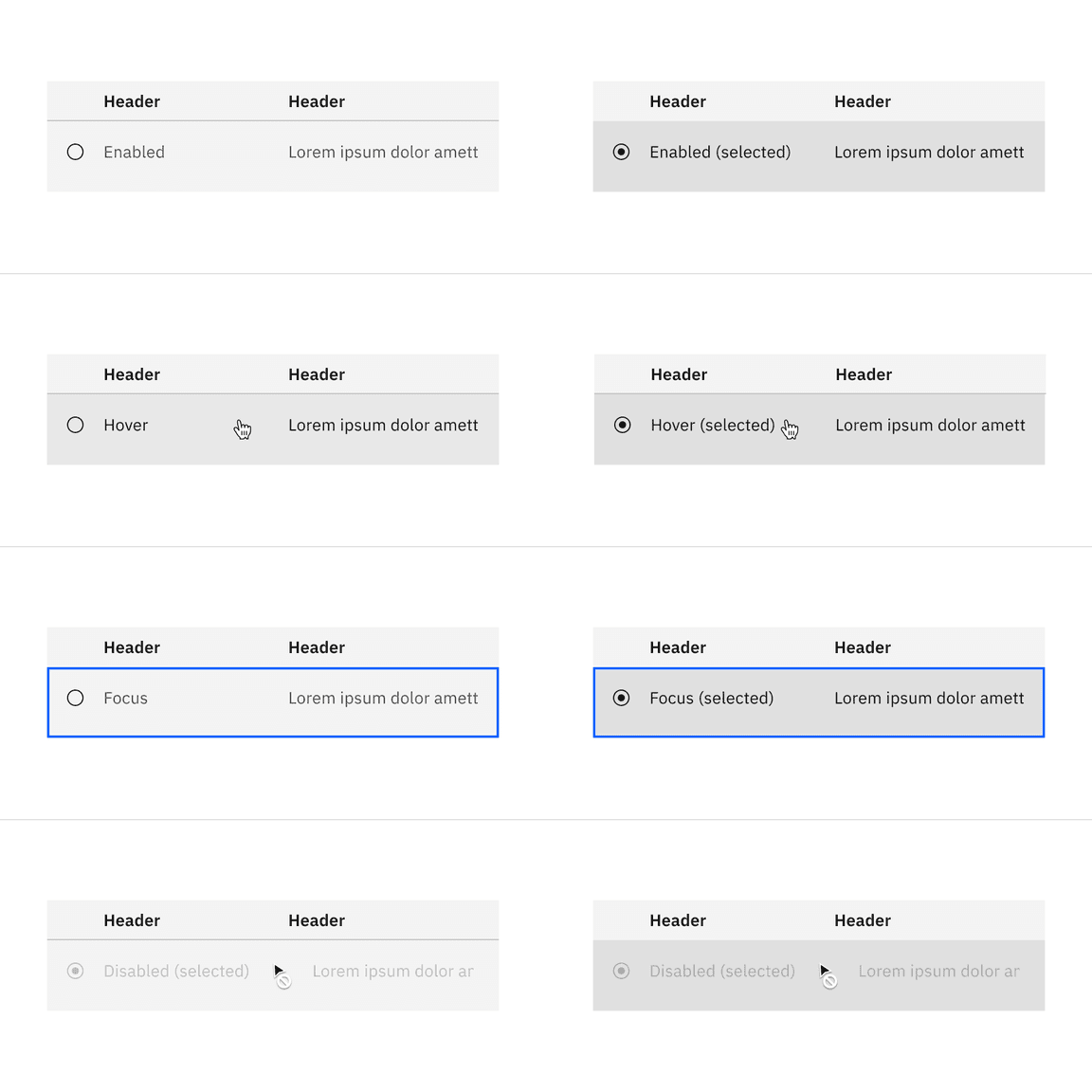 Selectable structured list interactive state background color option with a feature flag